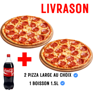 2 PIZZA LARGE AU CHOIX